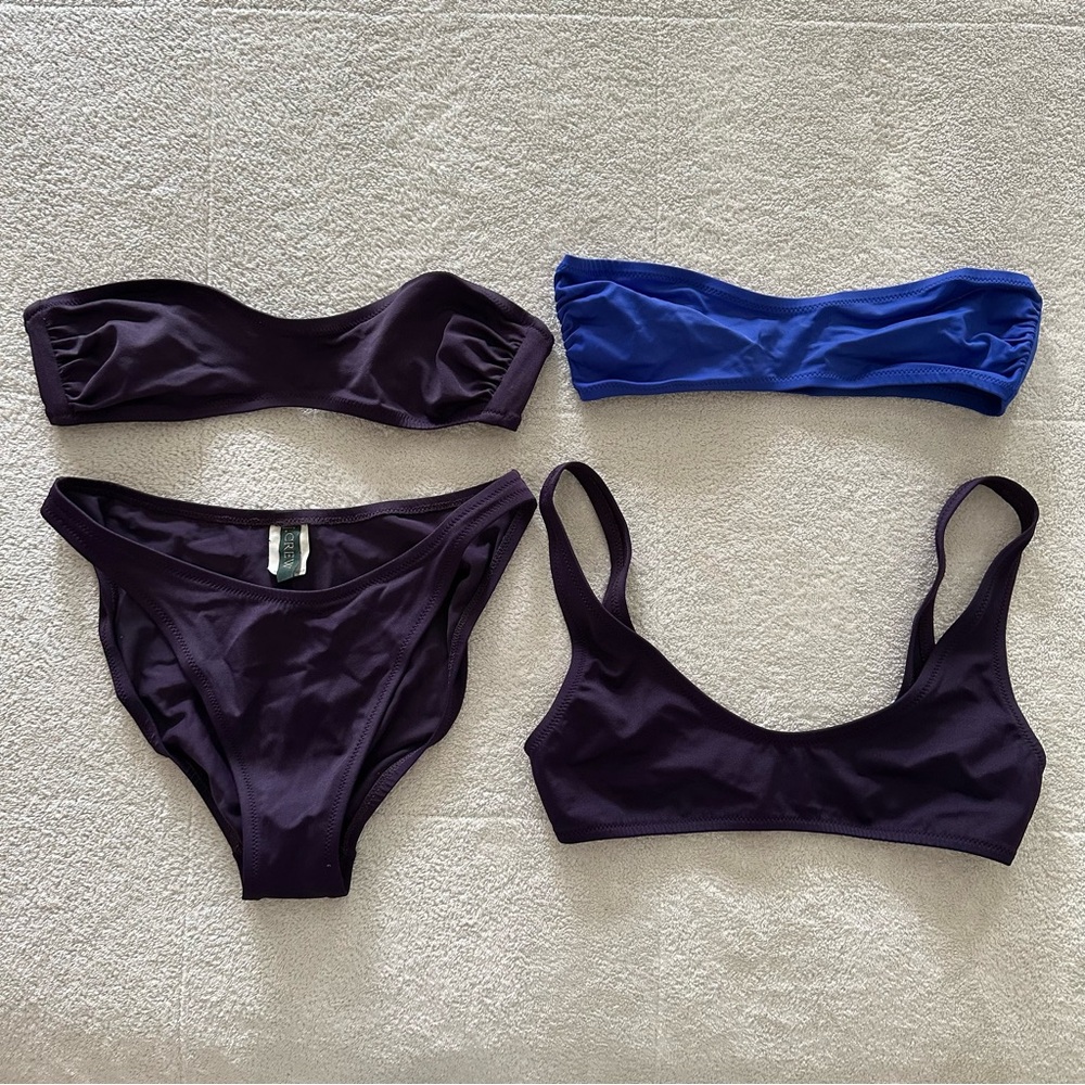 J. Crew Vintage 4pc Bikini Swimsuit Pieces! 3 tops (Size 6) & 1 bottom (Size 8)